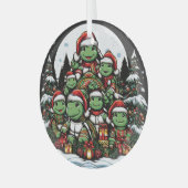 Schildpad is blij met kerstcadeaus glas ornament (Voorkant links)