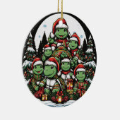Schildpad is blij met kerstcadeaus keramisch ornament (Rechts)