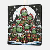 Schildpad is blij met kerstcadeaus keramisch ornament (Links)