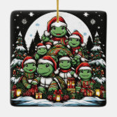 Schildpad is blij met kerstcadeaus keramisch ornament (Achterkant)
