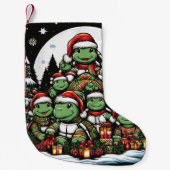 Schildpad is blij met kerstcadeaus kleine kerstsok (Voorkant)