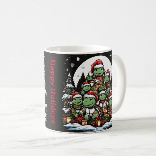 Schildpad is blij met kerstcadeaus koffiemok (Voorkant rechts)