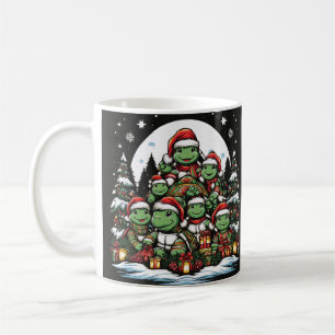 Schildpad is blij met kerstcadeaus koffiemok