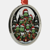 Schildpad is blij met kerstcadeaus metalen ornament (Rechts)