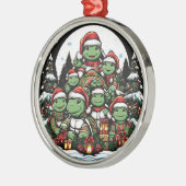 Schildpad is blij met kerstcadeaus metalen ornament (Links)