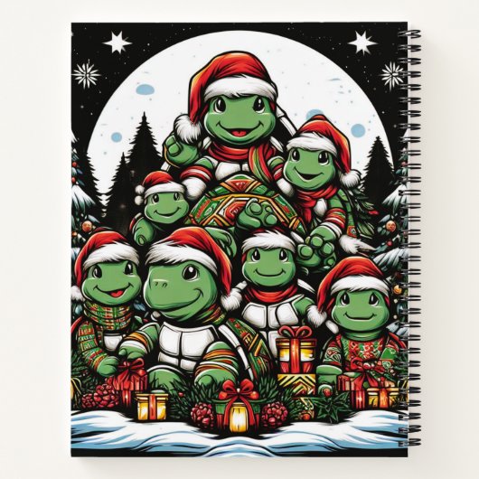 Schildpad is blij met kerstcadeaus notitieboek (Achterkant)