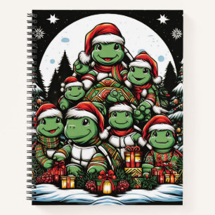Schildpad is blij met kerstcadeaus notitieboek