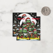 Schildpad is blij met kerstcadeaus  notitiekaartje (Voorkant / Achterkant in situ)