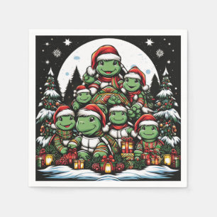 Schildpad is blij met kerstcadeaus servet