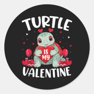 Schildpad Is Mijn Valentijn Liefdes Hartjes Schild Ronde Sticker