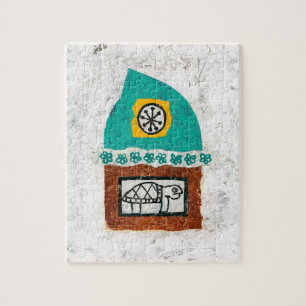 Schildpad jeuk voor een vechtpuzzel legpuzzel