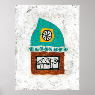 Schildpad Jeukende vis gaat naar markt Poster Wall