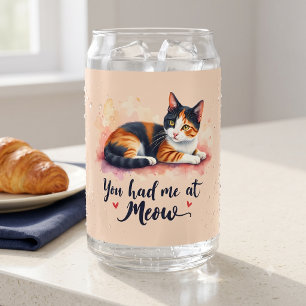 Schildpad Kat Je Had Me Bij Miauw Aquarel Blikvorm Glas