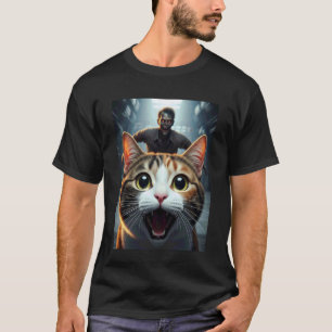 Schildpad Kat Selfie met Zombie Grappige Huisdier T-shirt