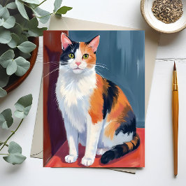 Schildpad Kat | Waterverf Mooi Kitten Kat Huisdier Briefkaart