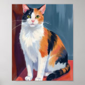 Schildpad Kat | Waterverf Mooi Kitten Kat Huisdier Poster (Voorkant)