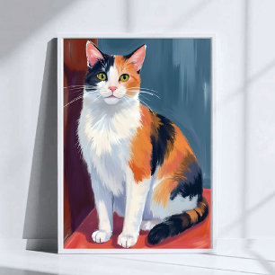 Schildpad Kat Waterverf Mooi Kitten Kat Huisdier Poster