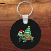 Schildpad Kerstboom Verlicht Santa Hat Schildpad O Sleutelhanger (Voorkant)