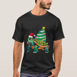 Schildpad Kerstboom Verlicht Santa Hat Schildpad O T-shirt