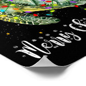 Schildpad Kerstman Hoed Vrolijke Kerstverlichting  Poster (Hoek)