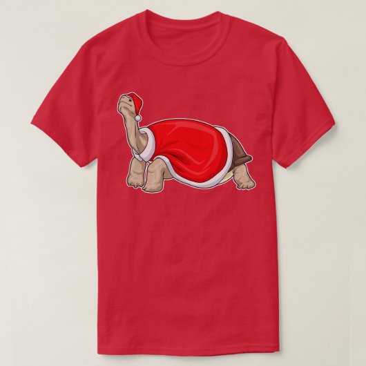 Schildpad Kerstmis Kerstman hoed T-shirt (Design voorkant)