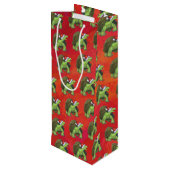 Schildpad Kerstmis Op Rood Wijn Cadeautas (Achterkant Gekanteld)