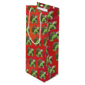 Schildpad Kerstmis Op Rood Wijn Cadeautas (Voorkant Gekanteld)