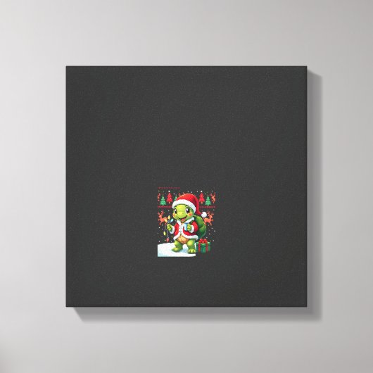 Schildpad Kerstverlichting Lelijke Kerstman Schild Canvas Afdruk (Voorkant)