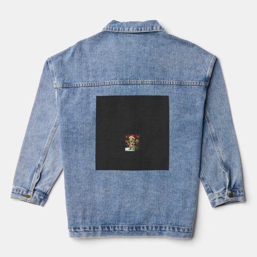 Schildpad Kerstverlichting Lelijke Kerstman Schild Denim Jacket (Achterkant)