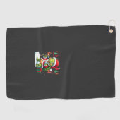 Schildpad Kerstverlichting Lelijke Kerstman Schild Golfhanddoek (Horizontaal)