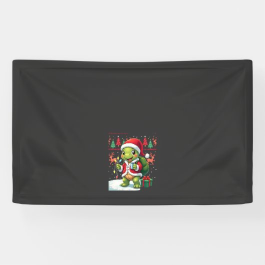 Schildpad Kerstverlichting Lelijke Kerstman Schild Spandoek (Horizontaal)