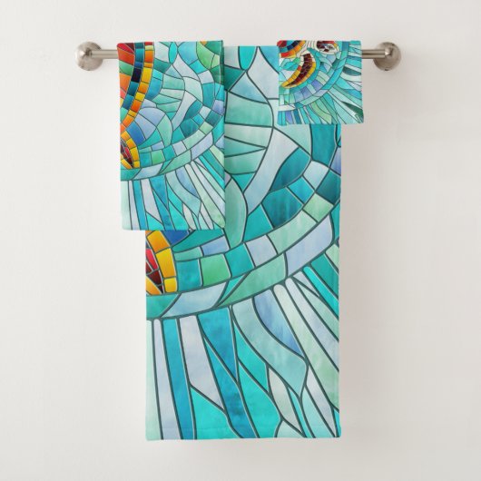 Schildpad Kleurrijke mozaïek kunst Bad Handdoek (Insitu)
