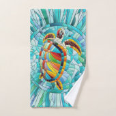 Schildpad Kleurrijke mozaïek kunst Bad Handdoek (Handdoek)