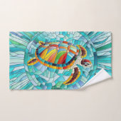 Schildpad Kleurrijke mozaïek kunst Bad Handdoek (Handdoek)