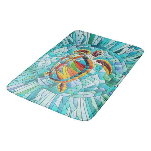 Schildpad Kleurrijke mozaïek kunst Badmat (Gekanteld)