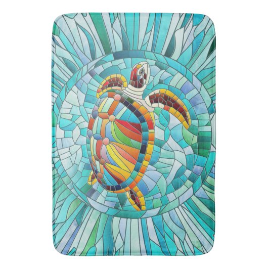 Schildpad Kleurrijke mozaïek kunst Badmat (Voorkant Verticaal)