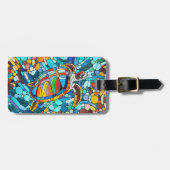 Schildpad Kleurrijke mozaïek kunst Bagagelabel (Voorkant horizontaal)