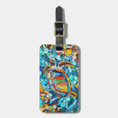 Schildpad Kleurrijke mozaïek kunst Bagagelabel (Voorkant verticaal)