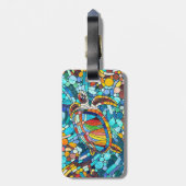 Schildpad Kleurrijke mozaïek kunst Bagagelabel (Achterkant verticaal)