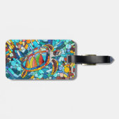 Schildpad Kleurrijke mozaïek kunst Bagagelabel (Achterkant horizontaal)