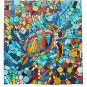 Schildpad Kleurrijke mozaïek kunst Douchegordijn (Voorkant)