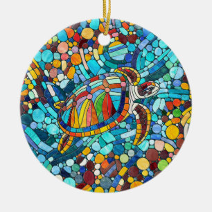 Schildpad Kleurrijke mozaïek kunst Keramisch Ornament
