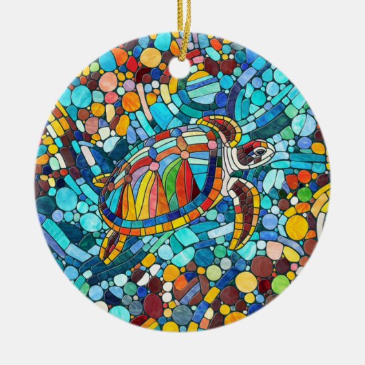 Schildpad Kleurrijke mozaïek kunst Keramisch Ornament (Voorkant)