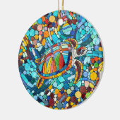 Schildpad Kleurrijke mozaïek kunst Keramisch Ornament (Links)