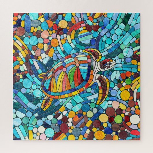 Schildpad Kleurrijke mozaïek kunst Legpuzzel (Verticaal)