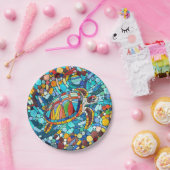 Schildpad Kleurrijke mozaïek kunst Papieren Bordje (Feest)