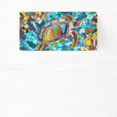 Schildpad Kleurrijke mozaïek kunst Spandoek (Insitu)