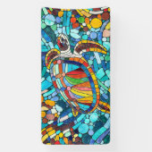 Schildpad Kleurrijke mozaïek kunst Spandoek (Verticaal)