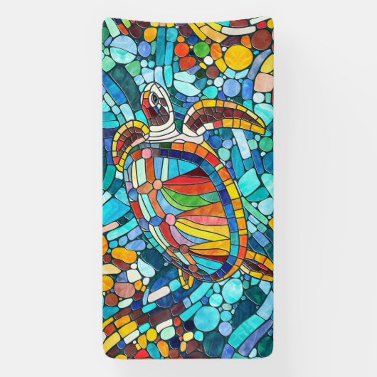 Schildpad Kleurrijke mozaïek kunst Spandoek (Verticaal)