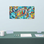 Schildpad Kleurrijke mozaïek kunst Spandoek (Beurs)